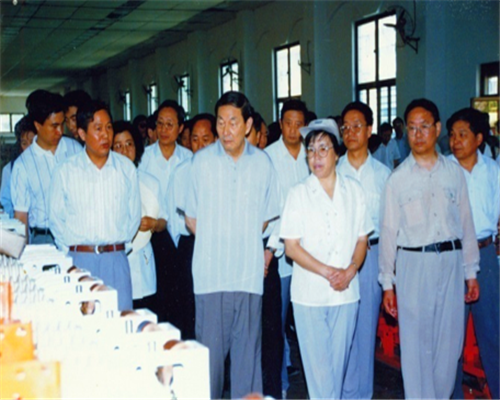 1996年6月，朱镕基總理視察天水長城開關廠